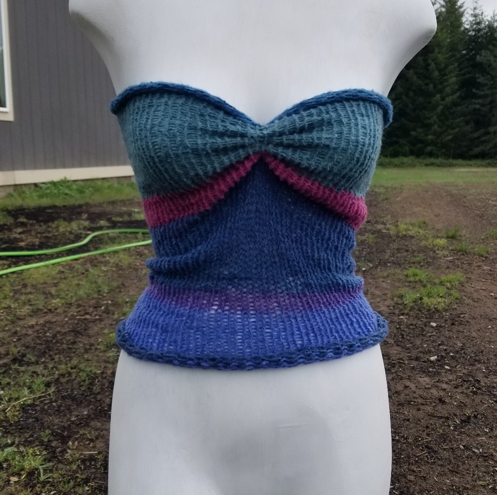 multicolored knit tube top